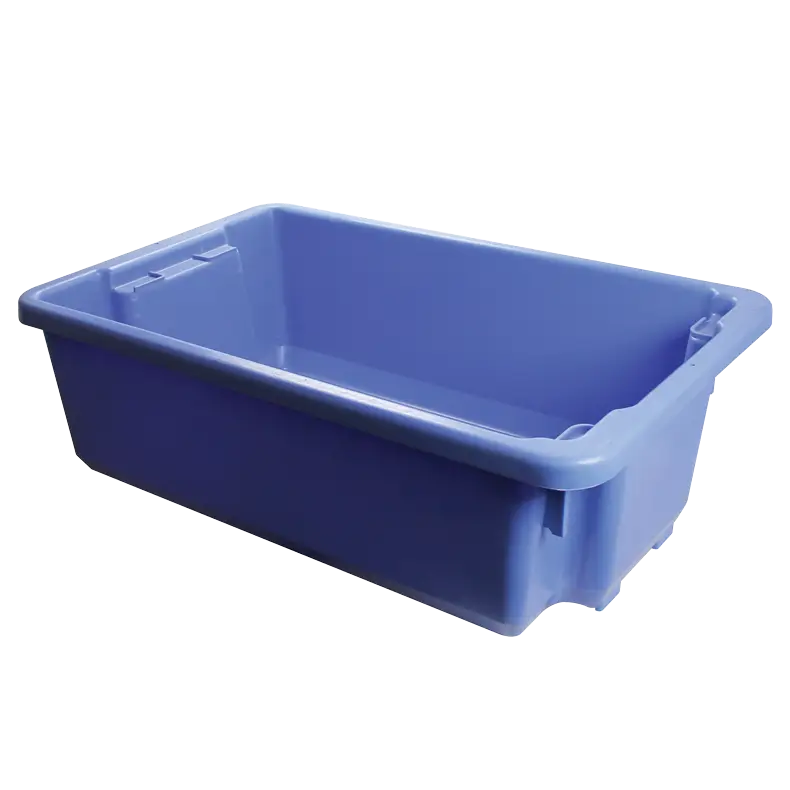 SB32/1180 Stackanesta Storage Bin, 32 Litres capacity, showing its industrial, stackable design, likely in a warehouse or workshop setting.